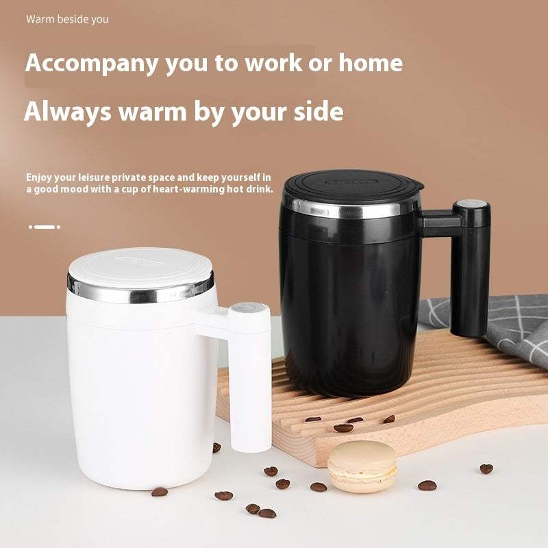 Self Stirring Solid Color Magnetic Coffee Cup Self Stirring Button On Handle