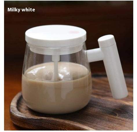 Milky White Self Stirring Glass Cup V1