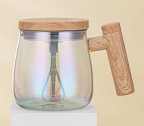 Chrome Self Stirring Fully Glass Cup Self Stirring Button On Lid