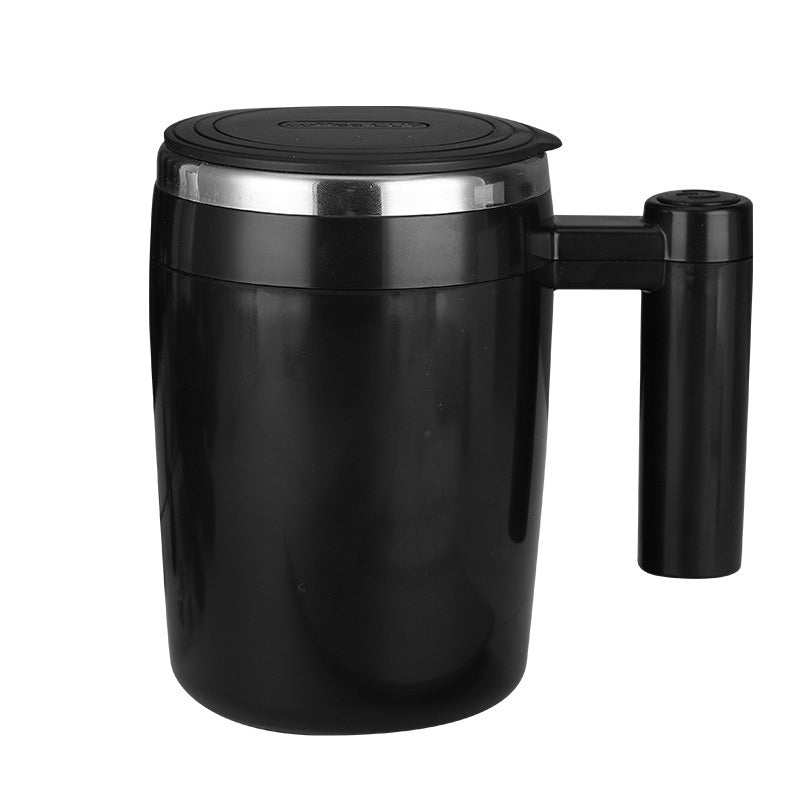 Black USB Version Self Stirring Solid Color Magnetic Coffee Cup Self Stirring Button On Handle