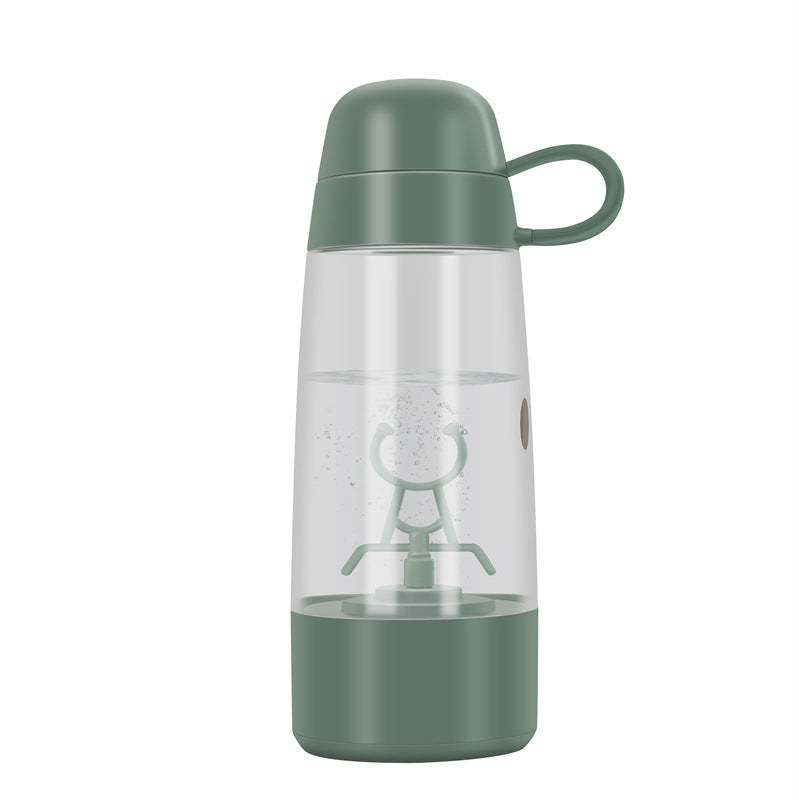 Green Self Stirring Rounded Coffee Bottle Self Stirring Button On Side