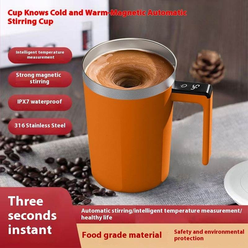 Magnetic Self Stirring And Self Heating/Cooling Mug Self Stirring Button On Handle. Button Is A Digital One Press Button