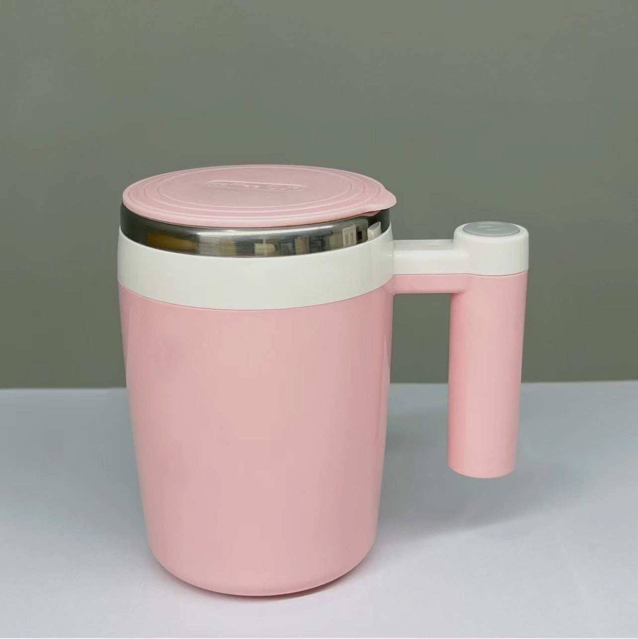 Pink USB Version Self Stirring Solid Color Magnetic Coffee Cup Self Stirring Button On Handle