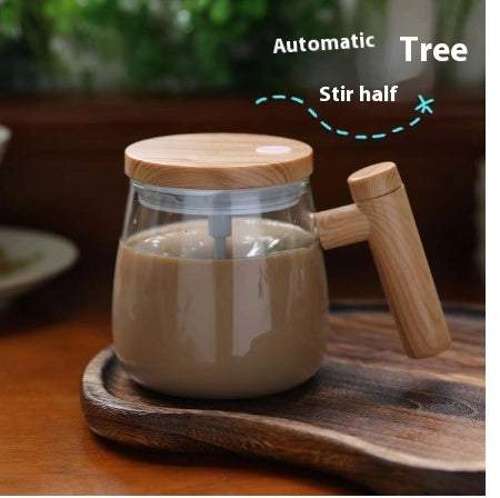Wood Self Stirring Glass Cup V1