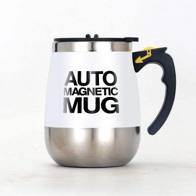 White Magnetic Self Stirring Coffee Mug