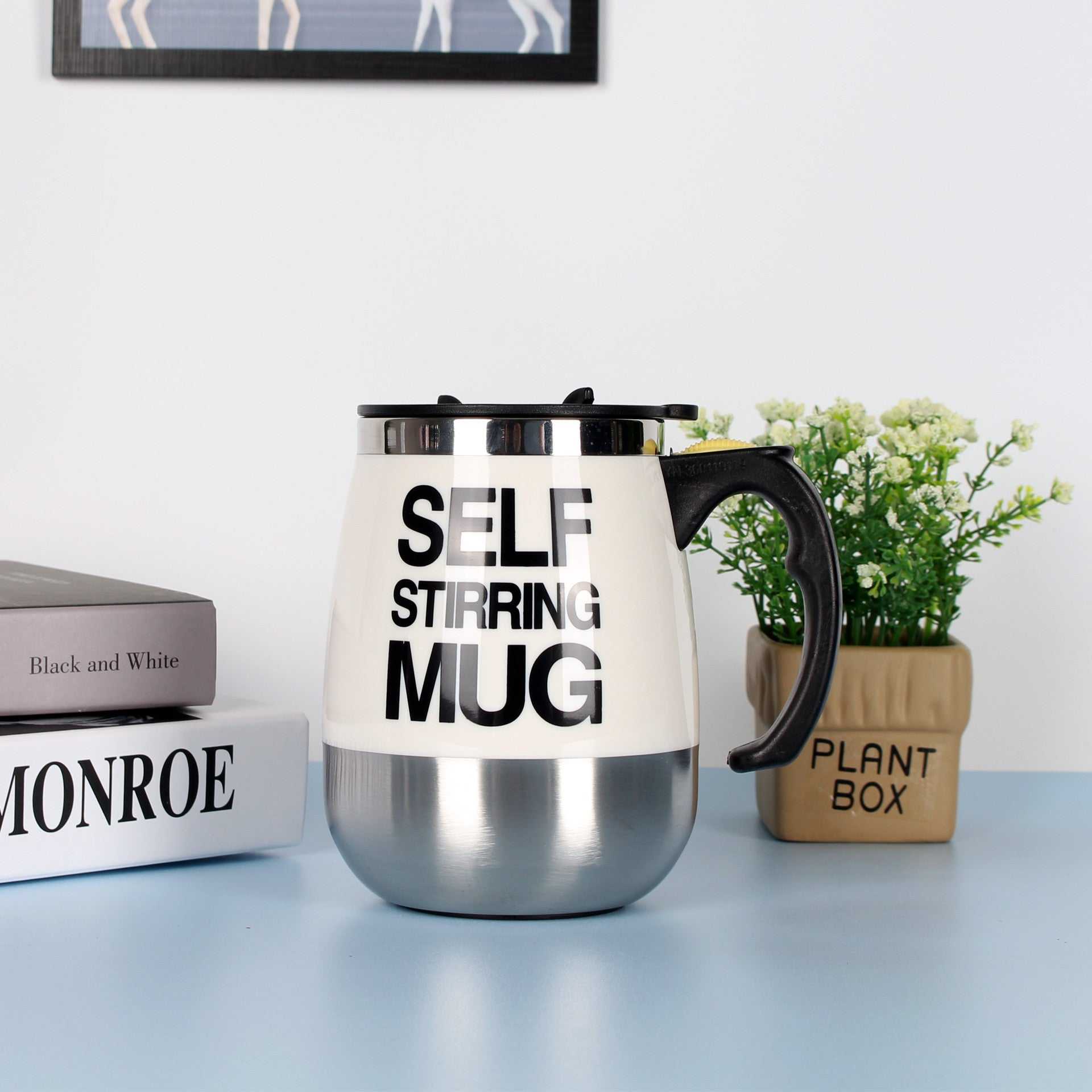 White Self Stirring Coffee Mug
