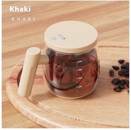 Khaki Self Stirring Glass Cup V1