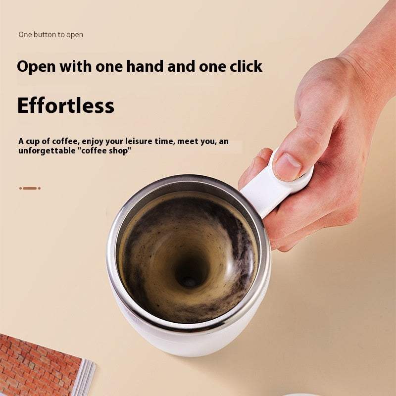 Self Stirring Solid Color Magnetic Coffee Cup Self Stirring Button On Handle