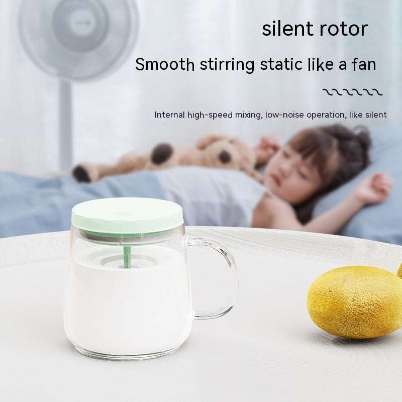 Green Automatic Glass Self Stirring Cup (Version 1) Self Stirring Button On Lid