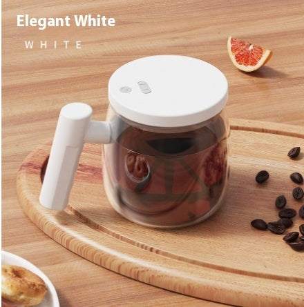 Elegant White Self Stirring Glass Cup V1